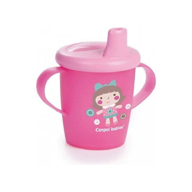 CANPOL BABY NON SPIL CUP WITH HANDLES TOYS 250ML - PINK